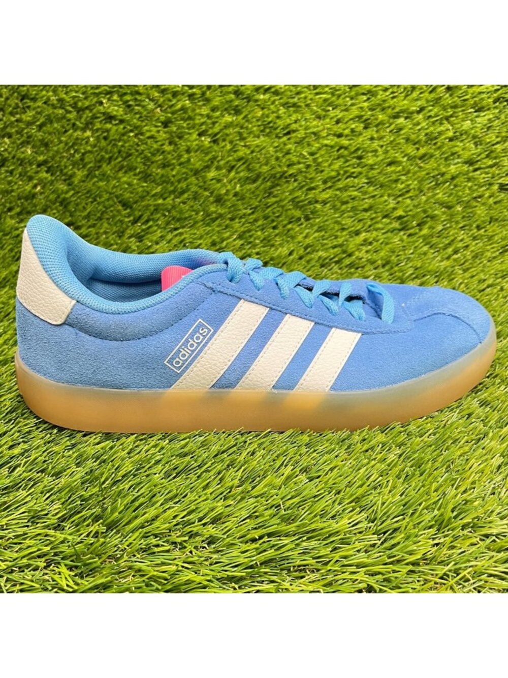 Adidas VL Court 3.0 Womens Size 8.5 Blue White Gum Athletic Suede Shoes Sneakers
